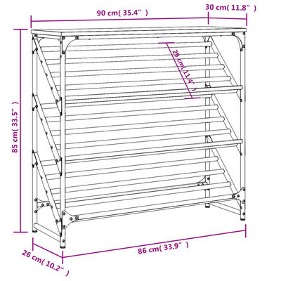 vidaXL Regal za čevlje sonoma hrast 90x30x85 cm inženirski les