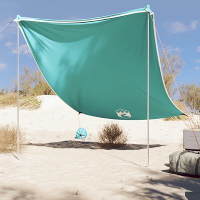 vidaXL Nadstrešek za plažo s sidrišči iz peska zelena 214x236 cm