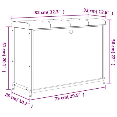 vidaXL Klop za čevlje s preklopnim predalom dimljen hrast 82x32x56 cm