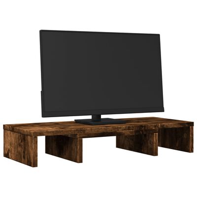 vidaXL Stojalo za monitor nastavljivo dimljeni hrast 60x24x10,5 cm les