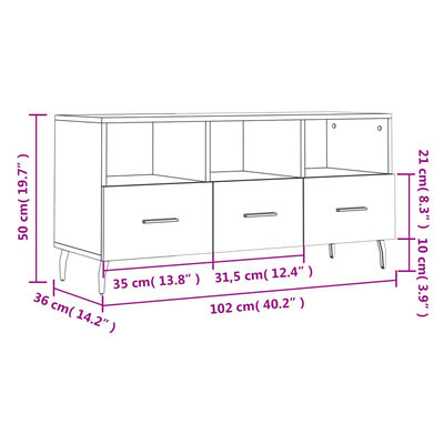 vidaXL TV omarica visok sijaj bela 102x36x50 cm inženirski les