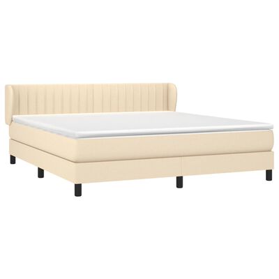 vidaXL Box spring postelja z vzmetnico krem 160x200 cm blago