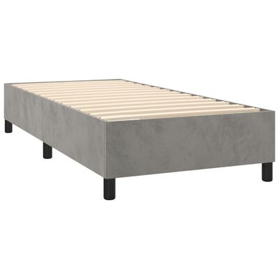 vidaXL Box spring postelja z vzmetnico svetlo siva 90x200 cm žamet