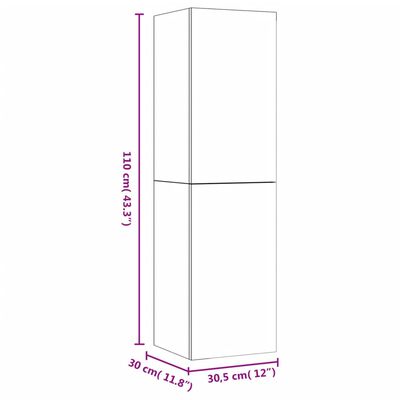 vidaXL TV omarica bela 30,5x30x110 cm inženirski les