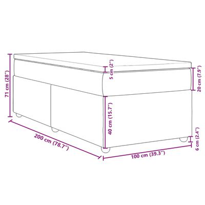 vidaXL Box spring postelja z vzmetnico svetlo siv 100x200 cm blago