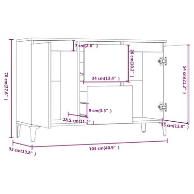 vidaXL Komoda siva sonoma 104x35x70 cm konstruiran les