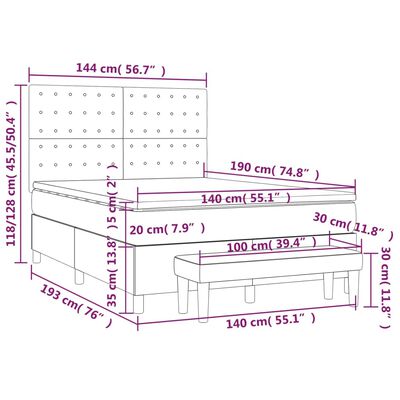 vidaXL Box spring postelja z vzmetnico kapučino 140x190cm umetno usnje