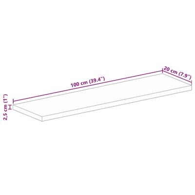 vidaXL Mizna plošča 100x20x2,5cm pravokotna trden predelan les