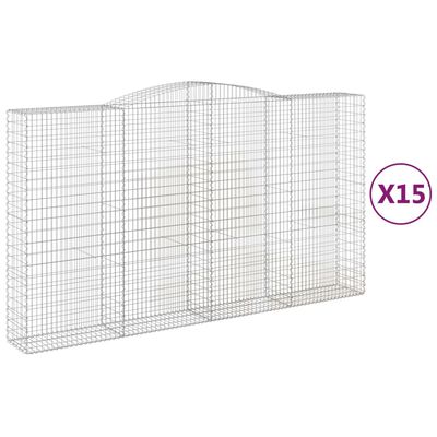 vidaXL Obokane gabion košare 15 kos 400x50x220/240 cm pocinkano železo