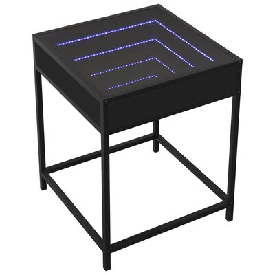 vidaXL Nočna mizica z neskončnimi LED črna 40x40x51 cm