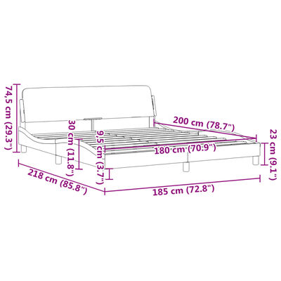 vidaXL Posteljni okvir z vzglavjem črn in bel 180x200 cm umetno usnje