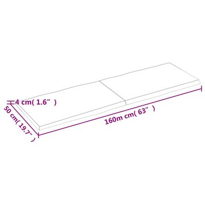 vidaXL Mizna plošča sv. rjava 160x50x(2-4)cm obdelana trdna hrastovina