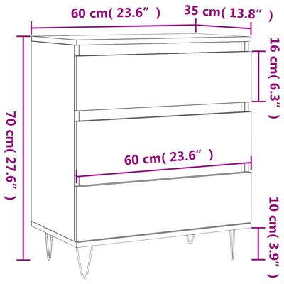 vidaXL Komoda siva sonoma 60x35x70 cm inženirski les