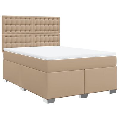 vidaXL Box spring postelja z vzmetnico kapučino 140x200cm umetno usnje