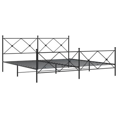 vidaXL Kovinski posteljni okvir z vzglavjem in vznožjem črn 193x203 cm