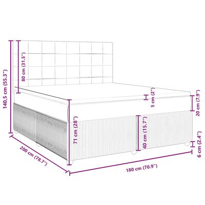 vidaXL Box spring postelja z vzmetnico svetlo siva 180x200 cm žamet