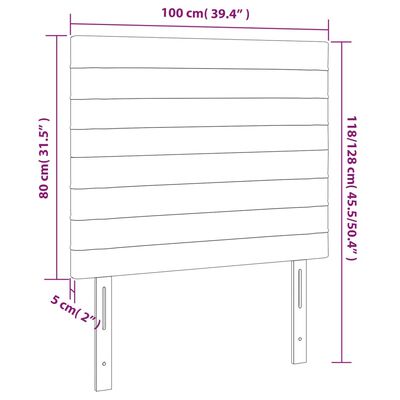 vidaXL LED posteljno vzglavje črno 100x5x118/128 cm blago