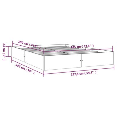 vidaXL Posteljni okvir iz trdnega lesa 135x190 cm