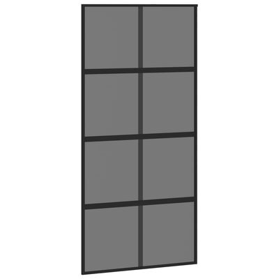 vidaXL Drsna vrata črna 102,5x205 cm kaljeno steklo in aluminij