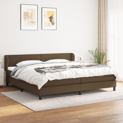 vidaXL Box spring postelja z vzmetnico temno rjav 200x200 cm blago