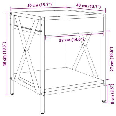 vidaXL Klubska mizica z neskončnimi LED dimljen hrast 40x40x49 cm