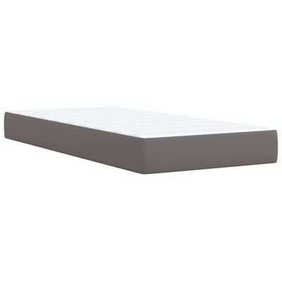 vidaXL Box spring postelja z vzmetnico siva 90x190 cm umetno usnje