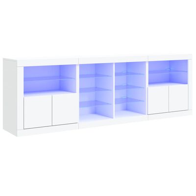 vidaXL Komoda z LED diodami bela 202x37x67 cm