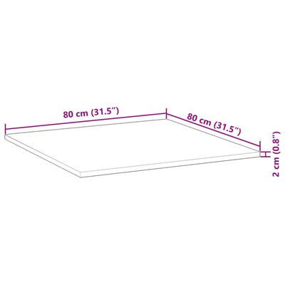 vidaXL Mizna plošča kvadratna 80x80x2 cm trden akacijev les