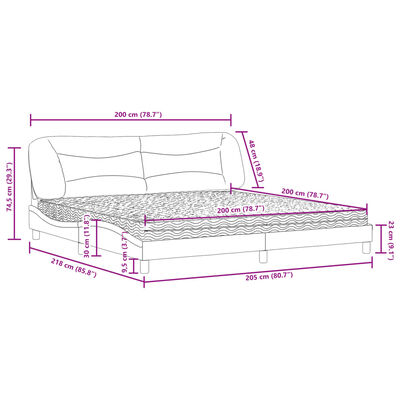 vidaXL Postelja z vzmetnico temno rjava 200x200 cm blago