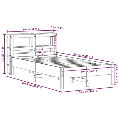 vidaXL Posteljni okvir brez vzmetnice bel 90x200 cm trdna borovina