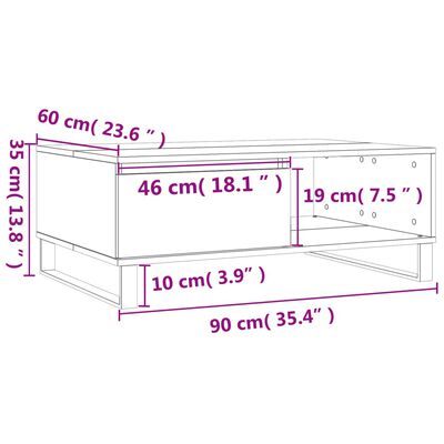 vidaXL Klubska mizica siva sonoma 90x60x35 cm inženirski les