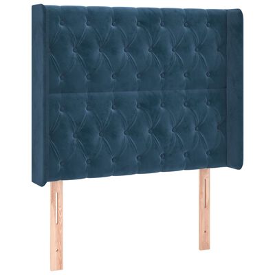 vidaXL Box spring postelja z vzmetnico LED temno modra 100x200cm žamet