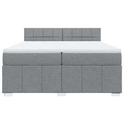 vidaXL Box spring postelja z vzmetnico svetlo siva 200x200 cm blago