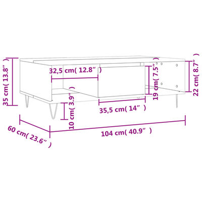 vidaXL Klubska mizica visok sijaj bela 104x60x35 cm inženirski les