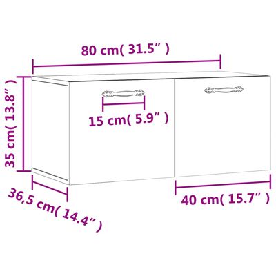 vidaXL Stenska omarica rjavi hrast 80x36,5x35 cm inženirski les