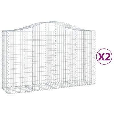 vidaXL Obokane gabion košare 2 kosa 200x50x120/140 cm pocinkano železo