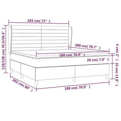 vidaXL Box spring postelja z vzmetnico temno modra 180x200 cm žamet