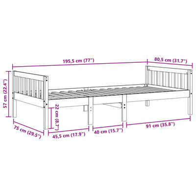 vidaXL Otroška postelja brez vzmetnice bela 75x190 cm borovina