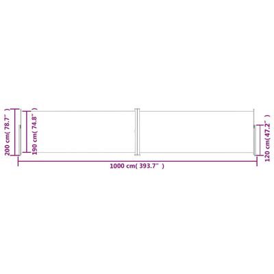 vidaXL Zložljiva stranska tenda rdeča 200x1000 cm