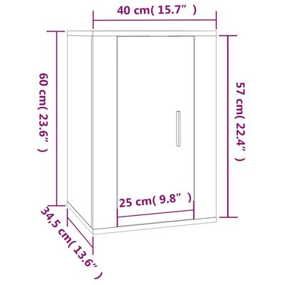 vidaXL Stenska TV omarica sonoma hrast 40x34,5x60 cm