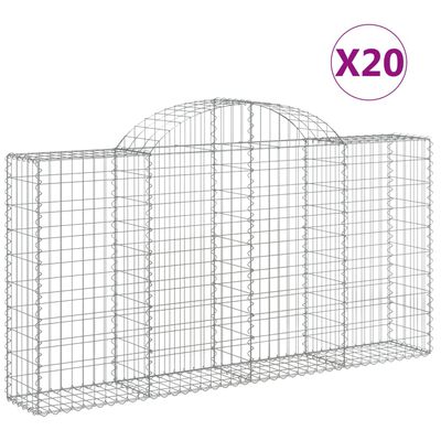 vidaXL Obokane gabion košare 20kosov 200x30x100/120cm pocinkano železo