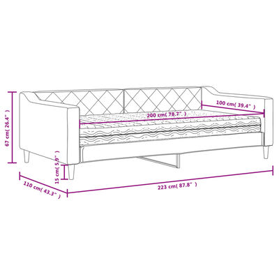 vidaXL Dnevna postelja z vzmetnico krem 100x200 cm blago