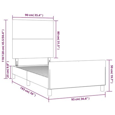 vidaXL Posteljni okvir z vzglavjem bel 90x190 cm umetno usnje