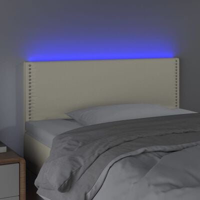vidaXL LED posteljno vzglavje krem 90x5x78/88 cm umetno usnje