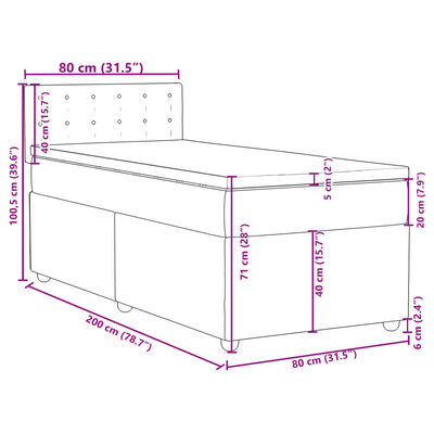 vidaXL Box spring postelja z vzmetnico modra 80x200 cm blago