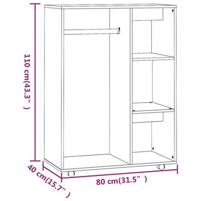 vidaXL Garderobna omara rjav hrast 80x40x110 cm konstruiran les