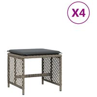 vidaXL Vrtni stolčki z blazinami 4 kosi sivi 41x41x36 cm poli ratan