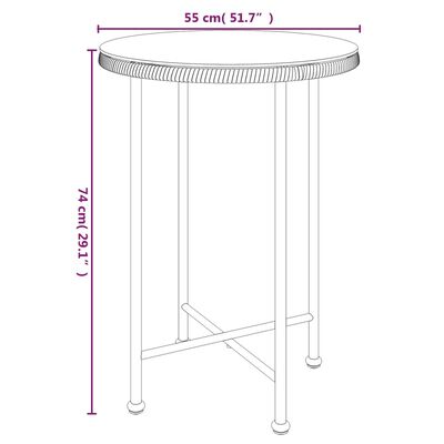 vidaXL Jedilna miza Ø55 cm  kaljeno steklo in jeklo