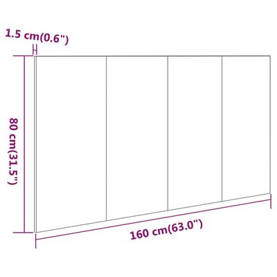 vidaXL Posteljno vzglavje visok sijaj belo 160x1,5x80 cm konstr. les
