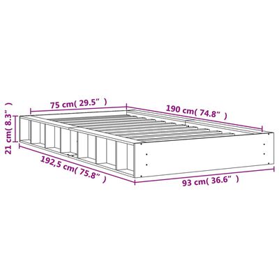 vidaXL Posteljni okvir brez vzmetnice voščeno rjav 75x190 cm borovina